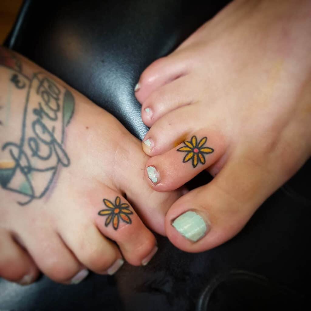 Floral Toe Tattoos